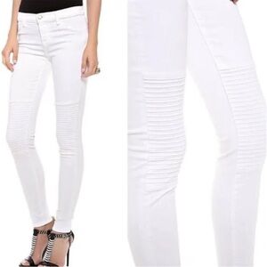 28🤍 J Brand White Blanc Nicola Moto Ribbed Skinny Jeans Mid Rise